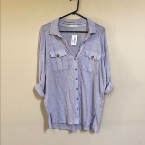 Free People Pale Skies Cotton Blouse